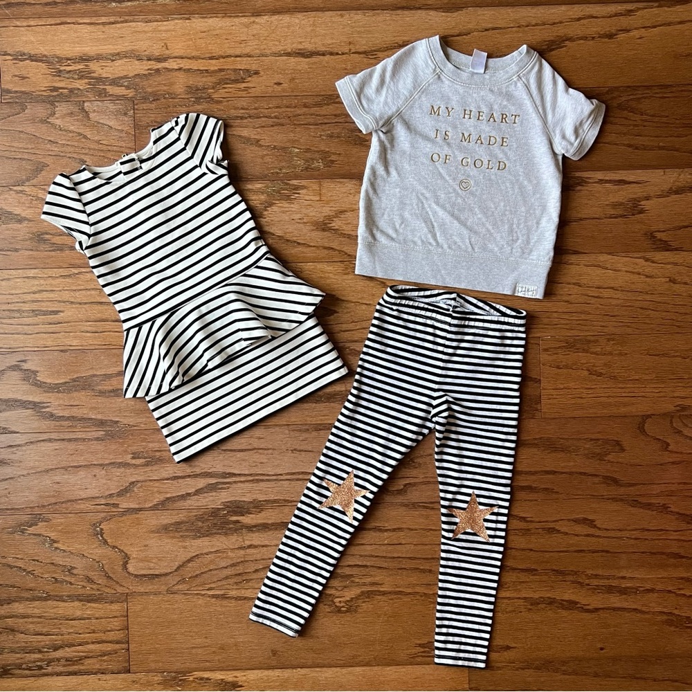 Girls size: 4T Peplum Dress & Shirt & Legging Style Bundle (3 pieces)